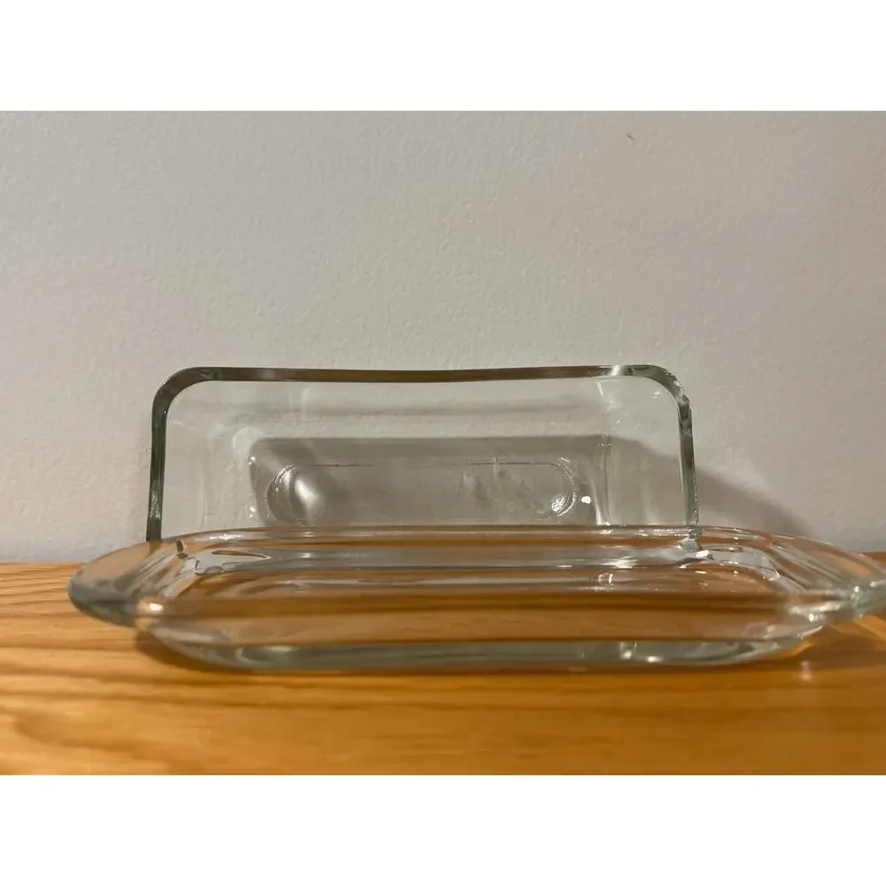 Clear Glass Butter Dish with Lid Rectangular Covered Butter Keeper